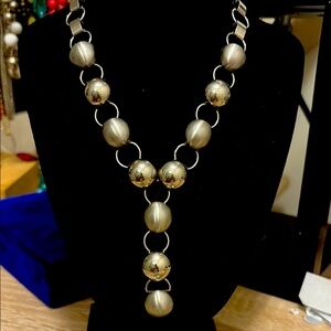 V marking ?Vendome?silver and brass tone  Y dome necklace